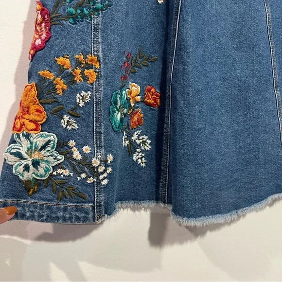 NEW Free People x Driftwood Embroidered Denim Maxi Skirt Size 29 - Picture 9 of 14